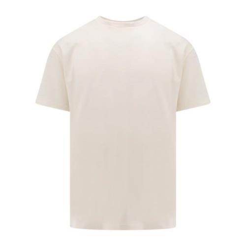 Roberto Collina Vit Ribbad T-shirt, Klassisk Passform White, Herr