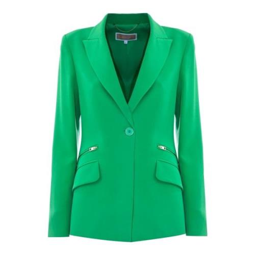 Kocca Elegant Blazer med knappar och fickor Green, Dam