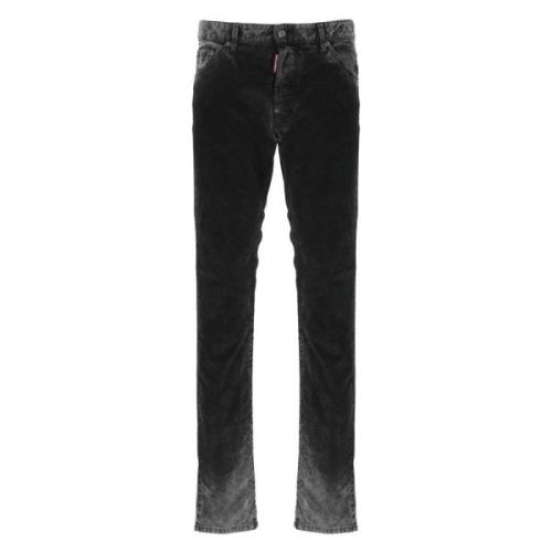 Dsquared2 Svarta Bomullsvelvet Jeans för Män Black, Herr