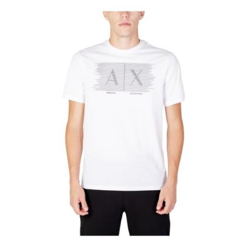 Armani Exchange Vit Tryckt T-shirt för Män White, Herr