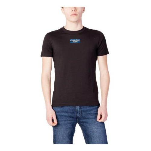 Calvin Klein Jeans Svart enfärgad rund hals T-shirt Black, Herr
