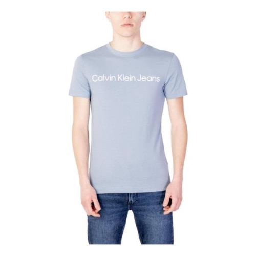 Calvin Klein Jeans Ljusblått Tryck T-Shirt för Män Blue, Herr