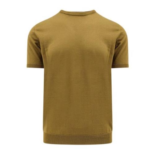 Roberto Collina Grön Stickat Crew-neck Kort Ärm Green, Herr