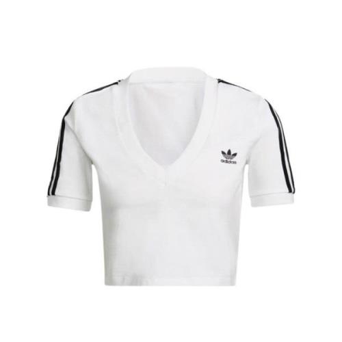 Adidas Dam V-Hals T-Shirt White, Dam