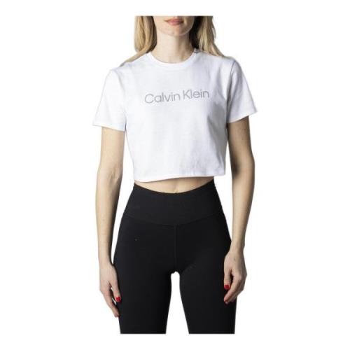 Calvin Klein Vit Tryckt T-shirt för Kvinnor White, Dam