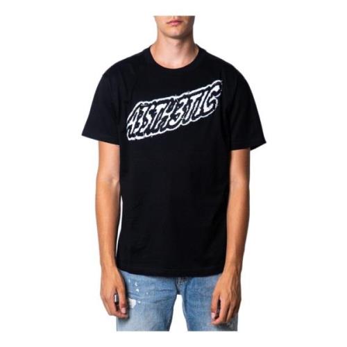 Diesel Svart Tryck T-shirt för Män Black, Herr