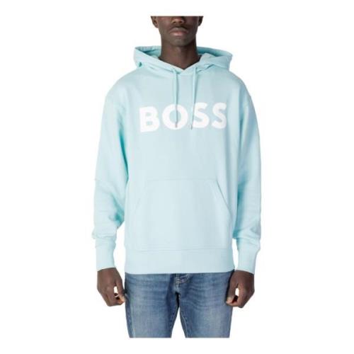 Hugo Boss Ljusblå Tryckt Huvtröja Blue, Herr