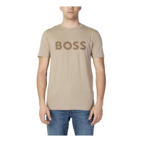 Hugo Boss Beige Print Herr T-shirt Beige, Herr
