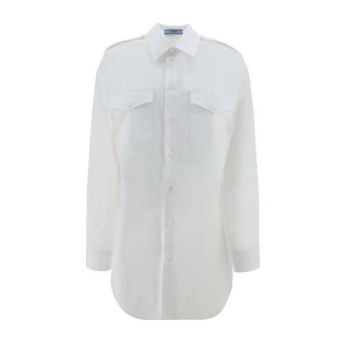 Prada Bomullsskjorta med långa ärmar White, Dam