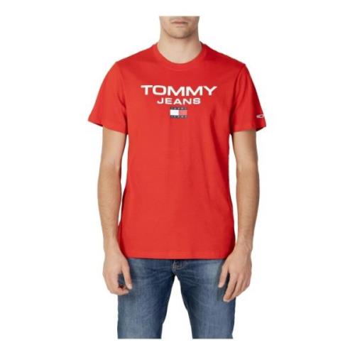 Tommy Jeans Röd Tryckt T-Shirt för Män Red, Herr
