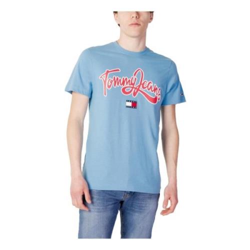 Tommy Jeans Ljusblå Tryckt T-shirt för Män Blue, Herr