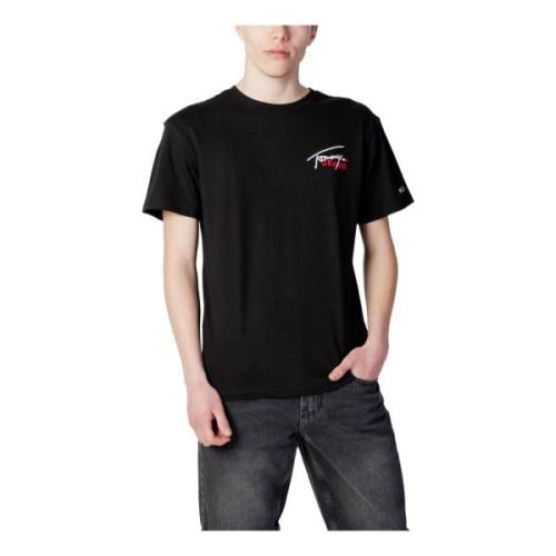Tommy Jeans Svart Tryck T-shirt för Män Black, Herr