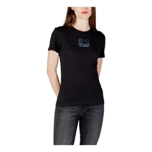 Calvin Klein Jeans Svart Print T-shirt för kvinnor Black, Dam