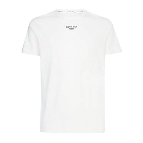 Calvin Klein Jeans Vit enfärgad T-shirt för män White, Herr