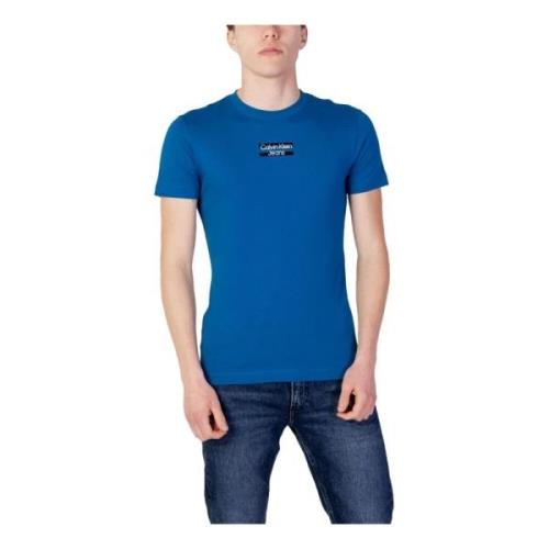 Calvin Klein Jeans Blå enfärgad T-shirt för män Blue, Herr