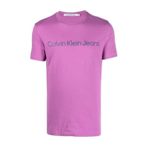 Calvin Klein Jeans Lila Bomull T-shirt med Logotyptryck Purple, Herr