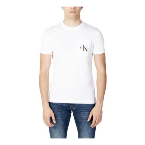 Calvin Klein Jeans Vit enfärgad kortärmad T-shirt White, Herr