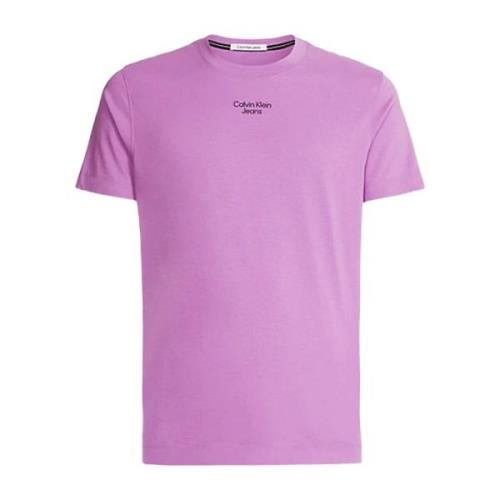 Calvin Klein Jeans Enfärgad Lila T-shirt för Män Purple, Herr