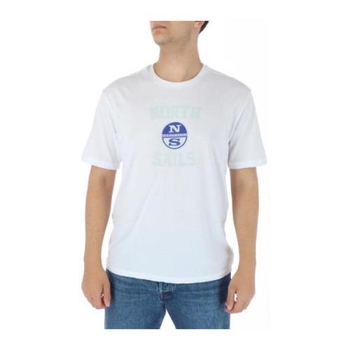 North Sails Tryckt Bomull Rund Hals T-Shirt White, Herr