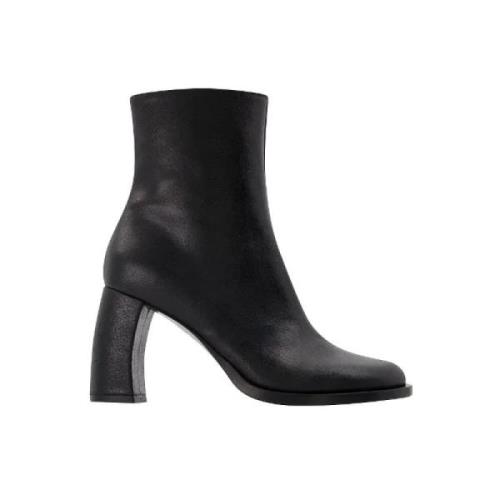 Ann Demeulemeester Svarta Läderstövlar, 9 cm Klack Black, Dam