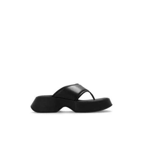 Vic Matié Läderplattform flip-flops Black, Dam