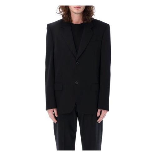 Balenciaga Svart Blazer med V-Hals och Knappstängning Black, Herr