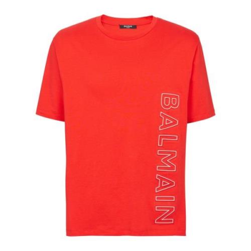 Balmain Präglad T-shirt Red, Herr