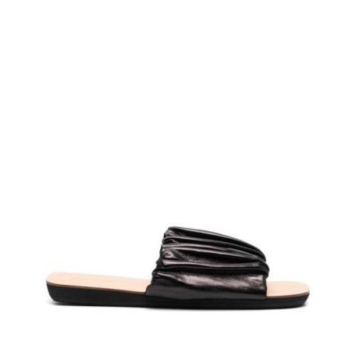 Jil Sander Svarta Läder Slide Sandaler Black, Dam