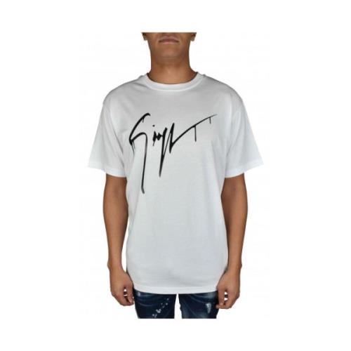 Giuseppe Zanotti Vit Bomull T-shirt med Grafiskt Logotyptryck White, H...