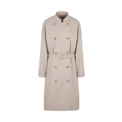 Prada Ljusgrå Dubbelknäppt Trenchcoat Beige, Dam