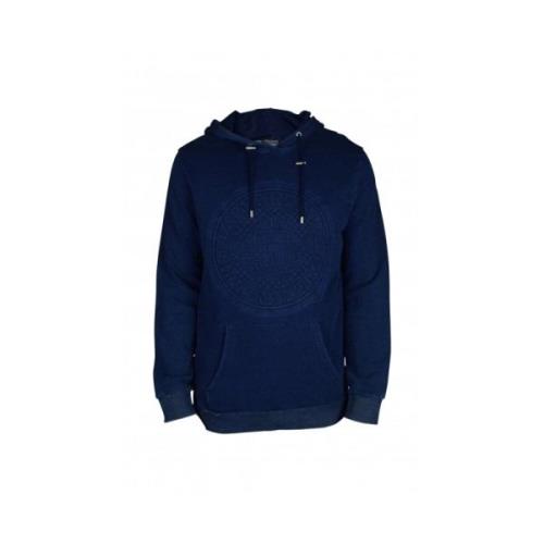 Balmain Marinblå Denim Effekt Sweatshirt med Präglat Logotyp Blue, Her...