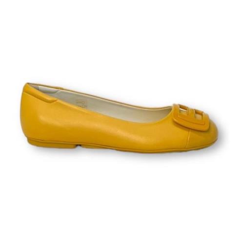 Hogan Låga Skor Ballerina Plaque Vernciata Yellow, Dam