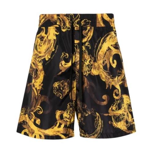 Versace Jeans Couture Vattenfärg Badshorts Svart Guld Multicolor, Herr