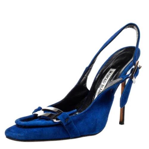 Manolo Blahnik Pre-owned Pre-owned Mocka sandaler Blue, Dam