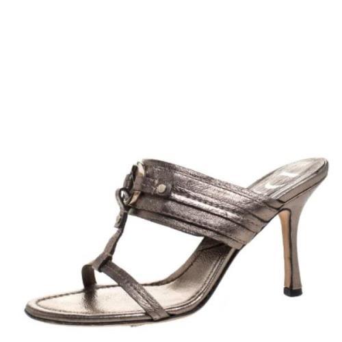 Dior Vintage Pre-owned Laeder sandaler Gray, Dam