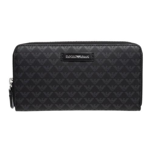 Emporio Armani Logo Dragkedja Plånbok med Kortplatser Black, Dam