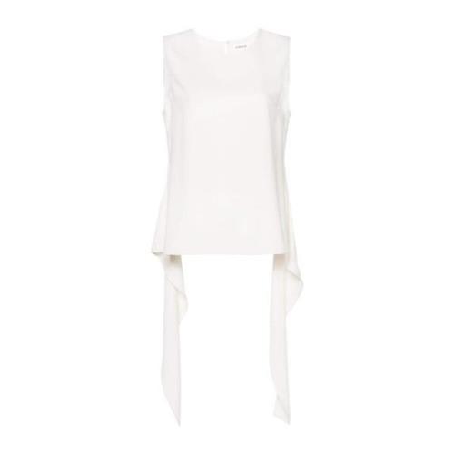 P.a.r.o.s.h. Krämfärgad Ärmlös Blus med Asymmetriska Detaljer White, D...