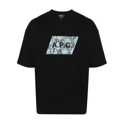 A.p.c. Herr T-shirt med Pythonmotiv Black, Herr