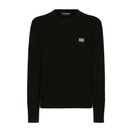 Dolce & Gabbana Svarta Sweaters - Pull Girocollo Black, Herr