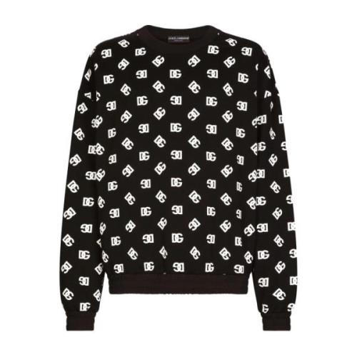 Dolce & Gabbana Svart DG Monogram Sweatshirt Black, Herr