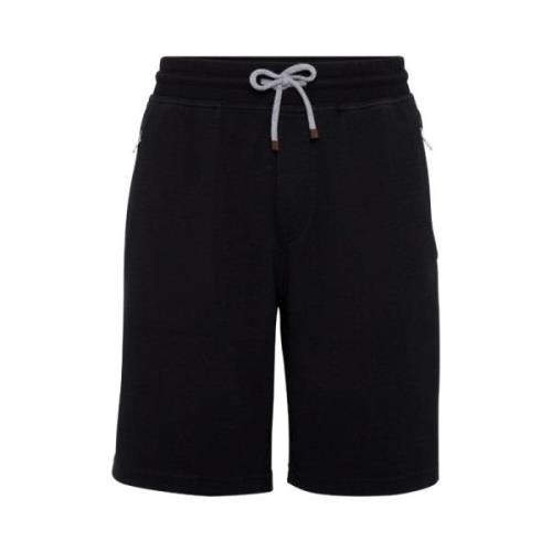 Brunello Cucinelli Svarta Bermuda Shorts i Bomull Black, Herr