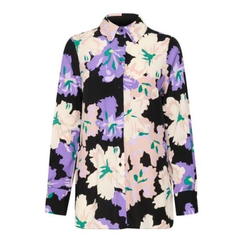 InWear Lila Art Flower Skjortblus Multicolor, Dam