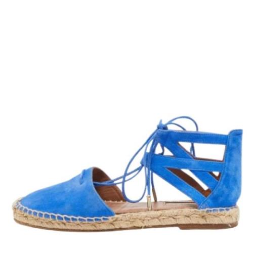 Aquazzura Pre-owned Pre-owned Mocka lgskor Blue, Dam