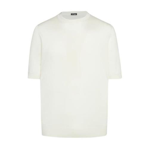 Kiton Silkes Rund Hals T-Shirt White, Herr