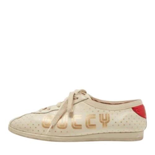 Gucci Vintage Pre-owned Laeder sneakers Beige, Dam