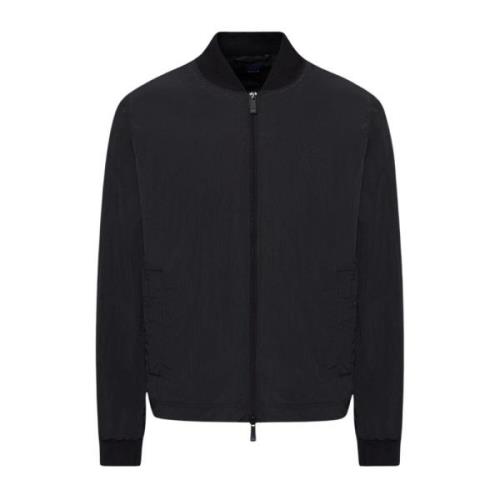 Kiton Svart krispig nylon bomberjacka Black, Herr