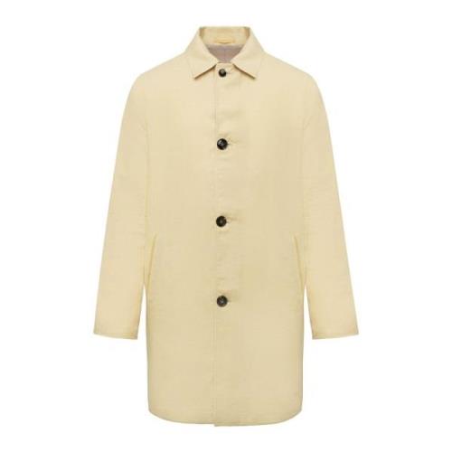 Kiton Vändbar trenchcoat i linne Yellow, Herr