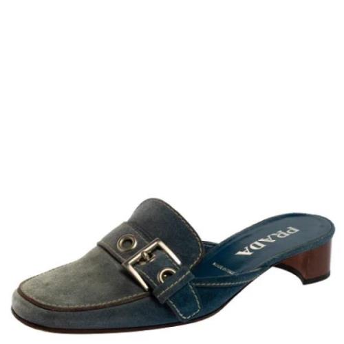 Prada Vintage Pre-owned Mocka sandaler Blue, Dam