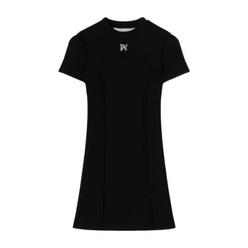 Palm Angels Svart Klänning med Broderad Logotyp Black, Dam