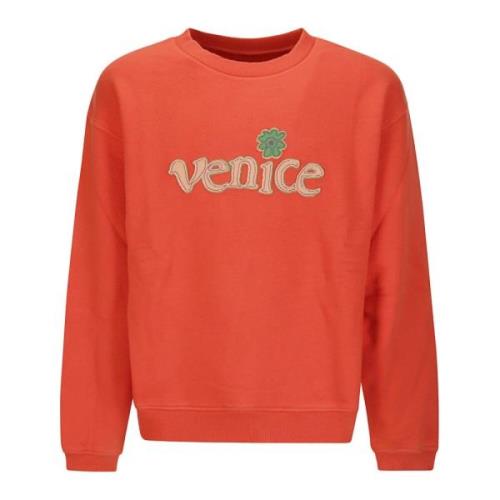 ERL Röd Venice Crewneck Stickad Tröja Red, Herr